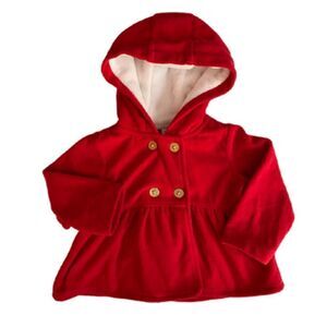❤️ Carter's Hoodie Fleece Red Peplum Jacket Size 9 Months